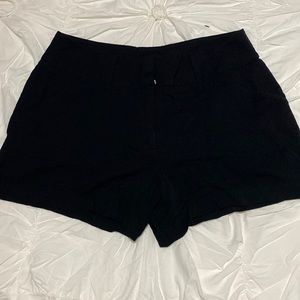 Black linen high waisted shorts